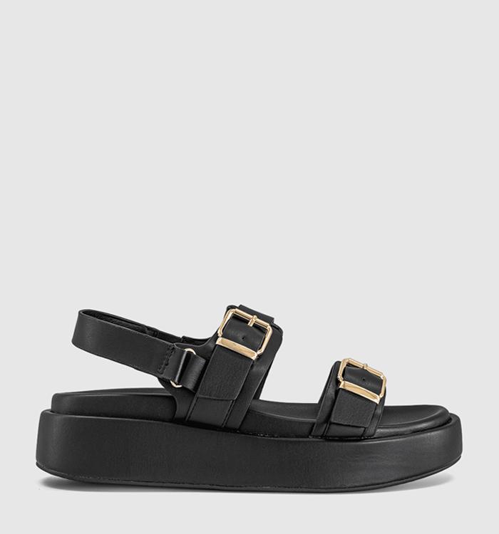 OFFICE Springs Double Buckle Platform Sandals Black