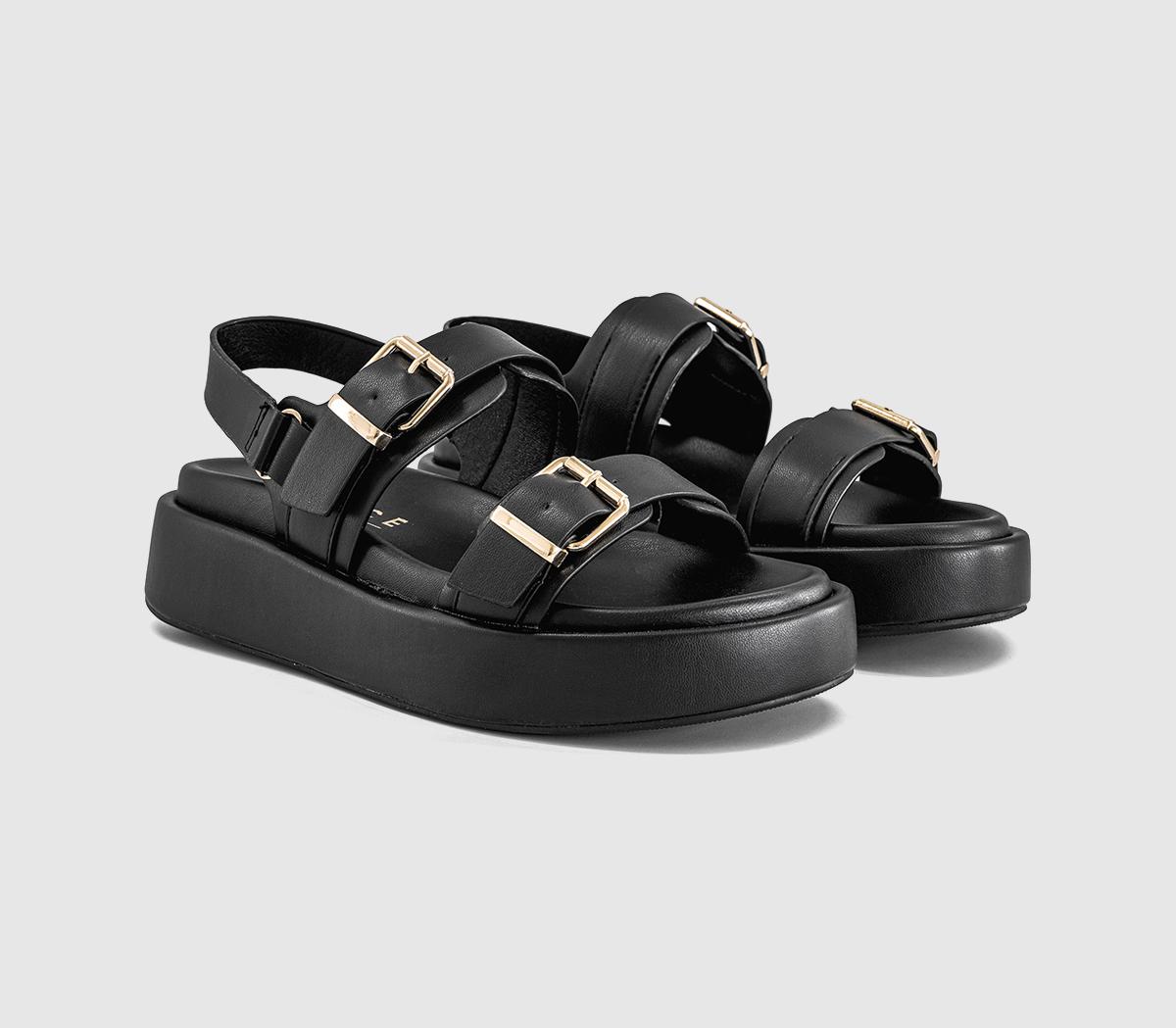OFFICESprings Double Buckle Platform SandalsBlack