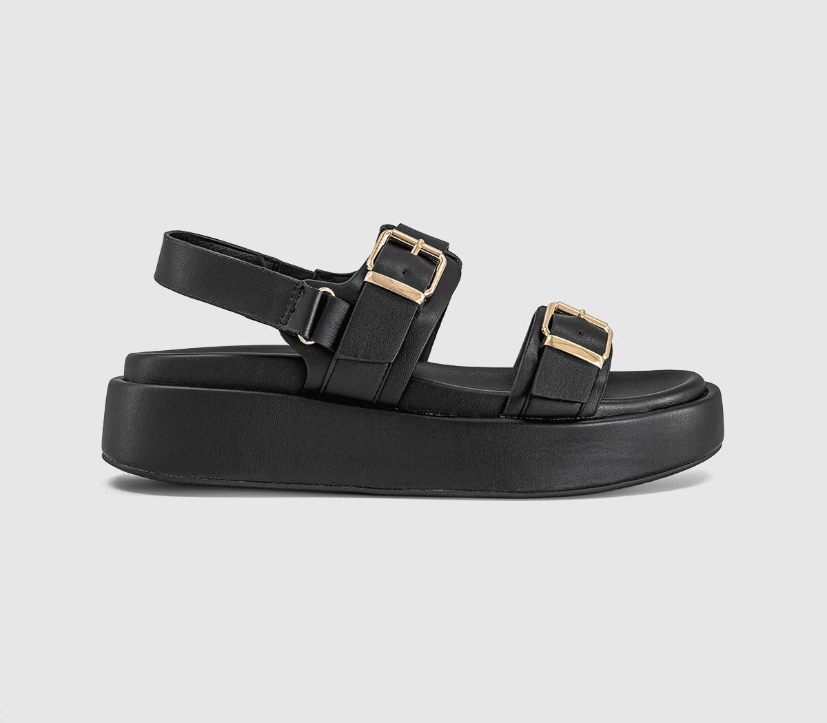 OFFICESprings Double Buckle Platform SandalsBlack
