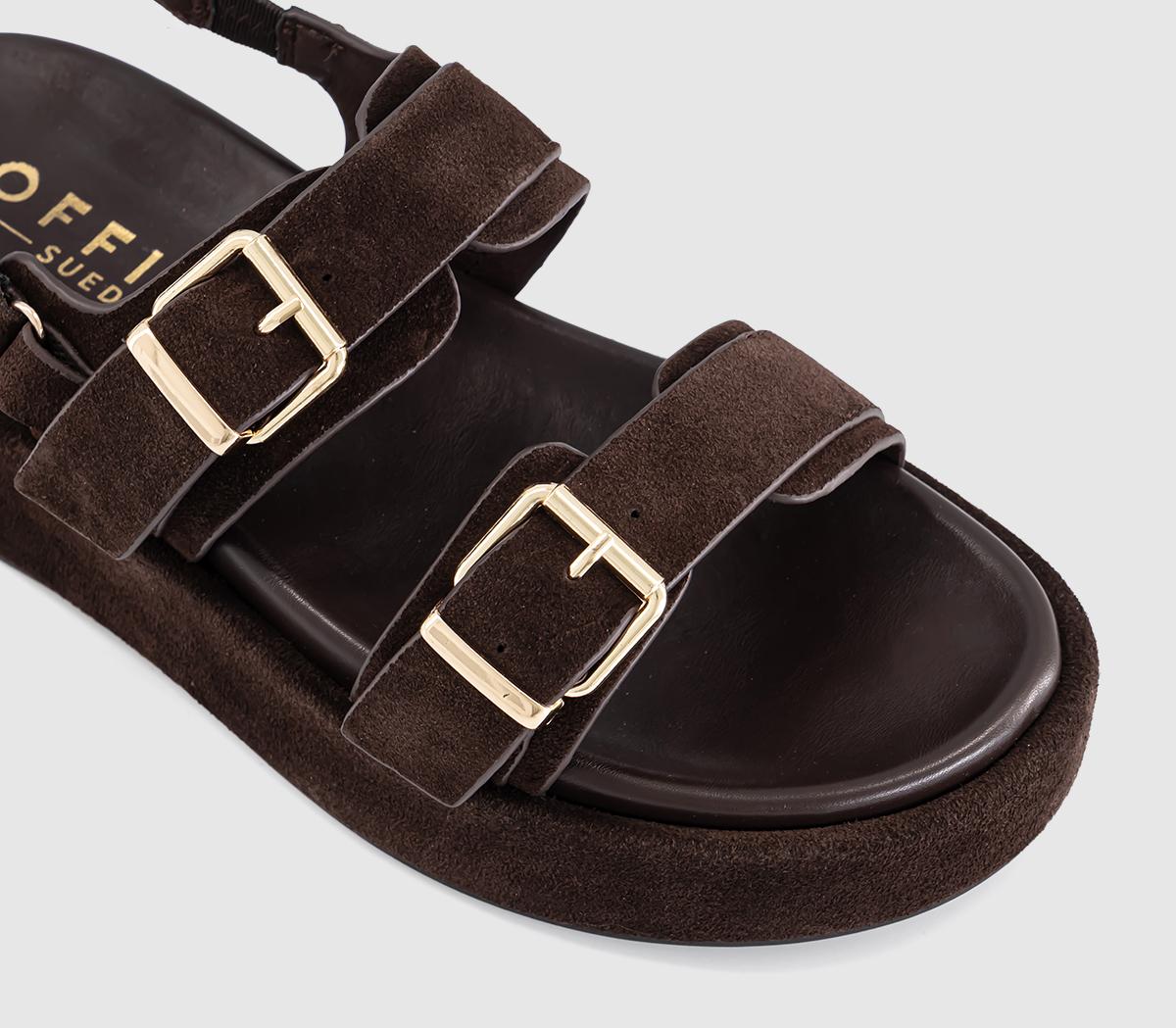 OFFICESprings Double Buckle Platform SandalsBrown Suede