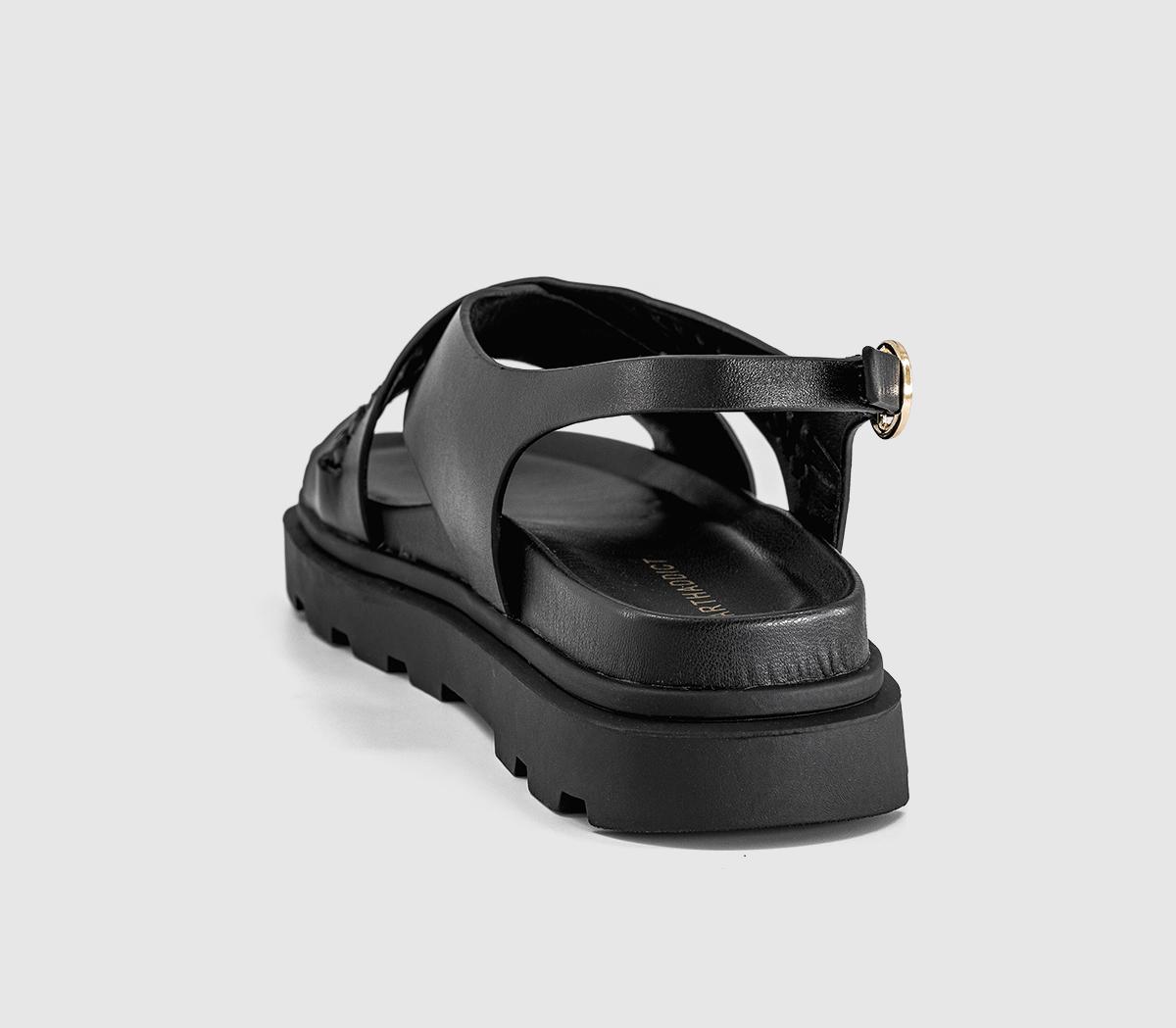 EARTHADDICTEarth Addict Fleur Cross Over Chunky SandalsBlack Leather