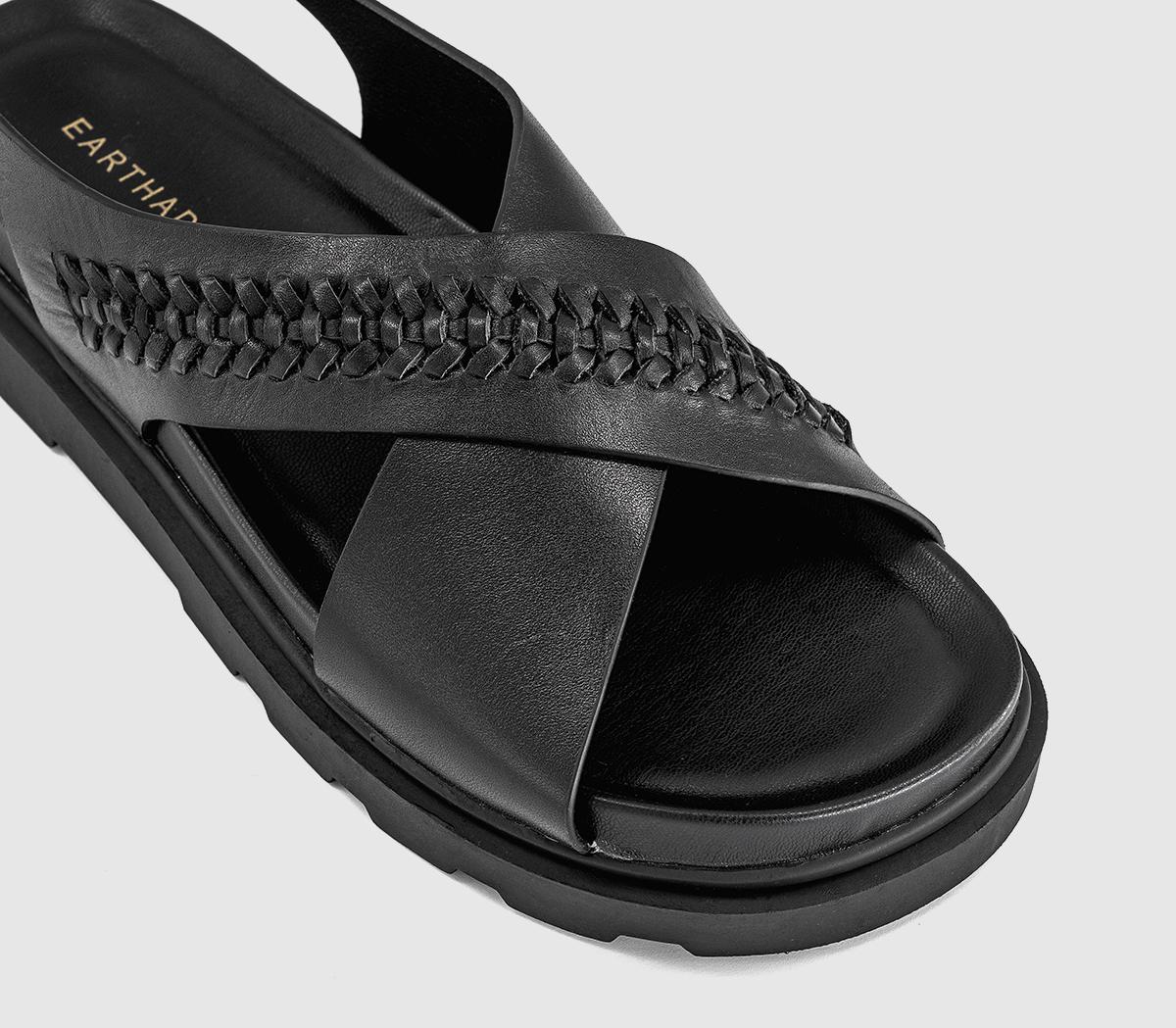 EARTHADDICTEarth Addict Fleur Cross Over Chunky SandalsBlack Leather