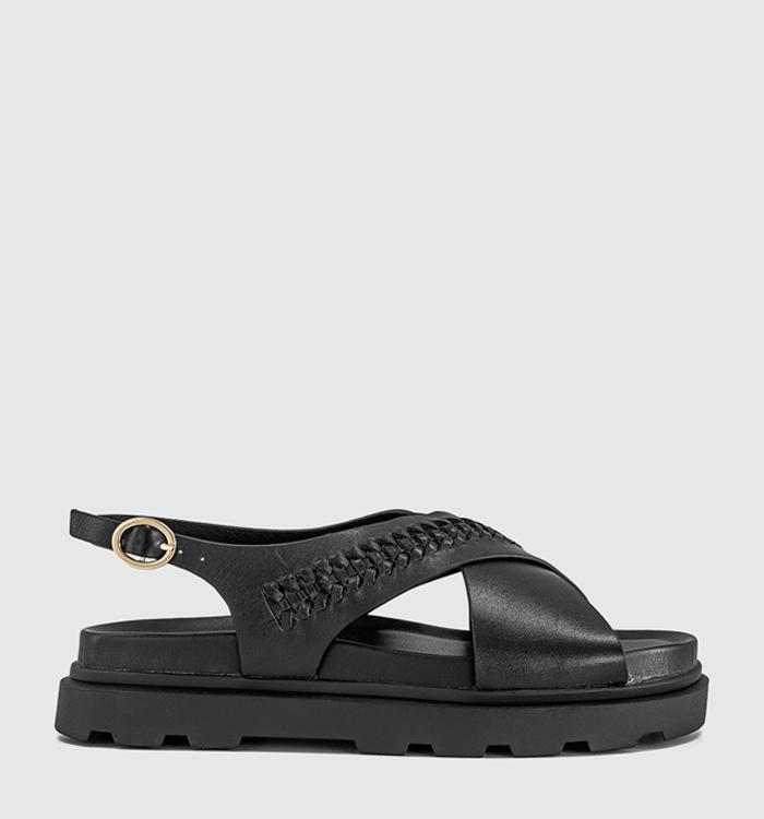 EARTHADDICT Earth Addict Fleur Cross Over Chunky Sandals Black Leather
