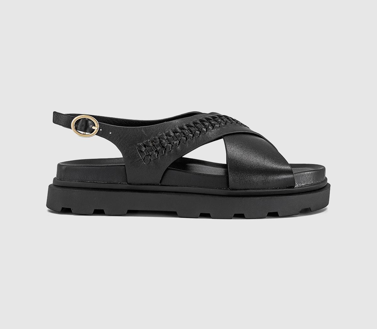 EARTHADDICTEarth Addict Fleur Cross Over Chunky SandalsBlack Leather