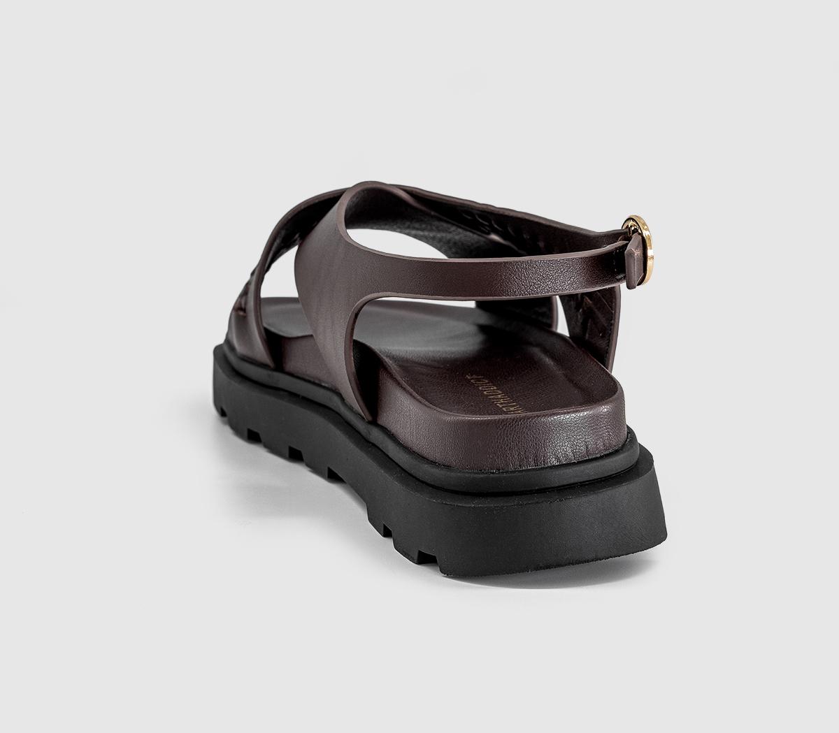 EARTHADDICTEarth Addict Fleur Cross Over Chunky SandalsBrown Leather