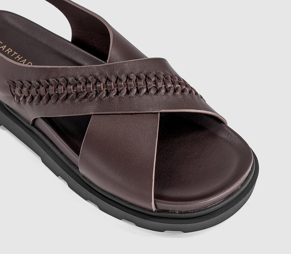 EARTHADDICTEarth Addict Fleur Cross Over Chunky SandalsBrown Leather