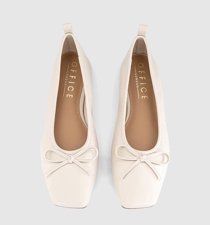 OFFICE Finti Square Toe Soft Ballet Pumps Off White