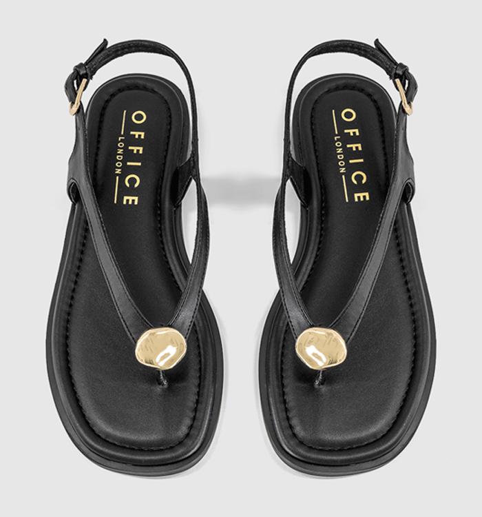 OFFICE Scout Hardware Slingback Toe Post Sandals Black