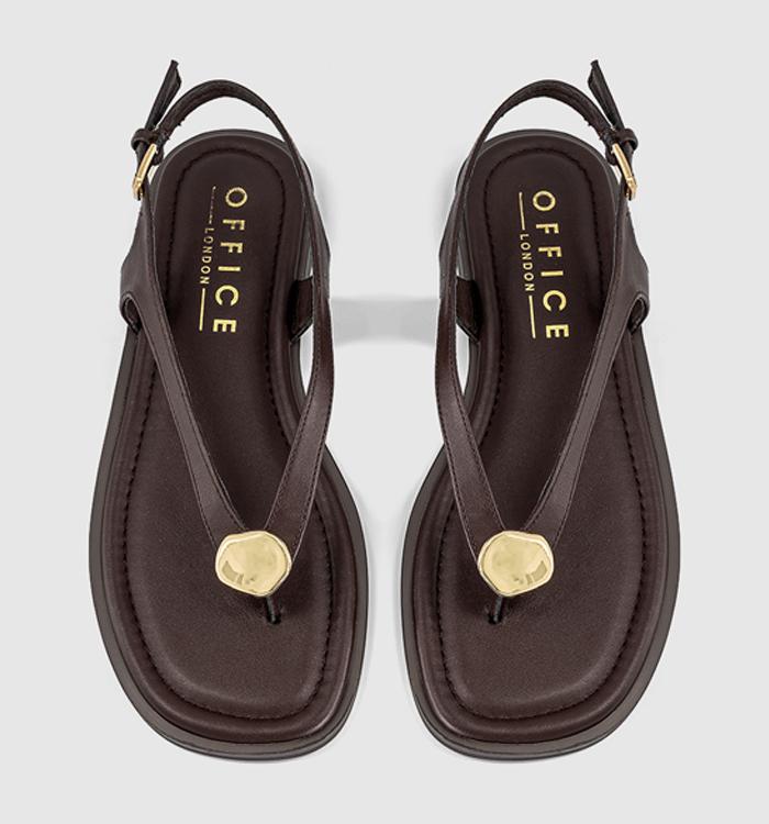 OFFICE Scout Hardware Slingback Toe Post Sandals Brown