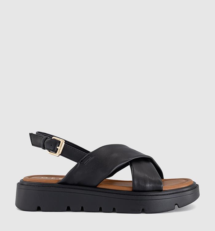 OFFICE Shore Cross Over Platform Sandals Black