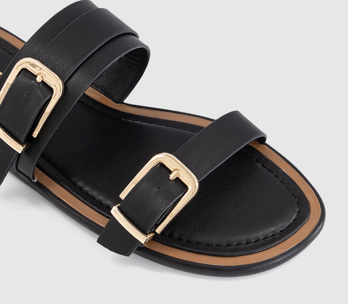 OFFICESan Francisco Double Buckle Flat SlidersBlack