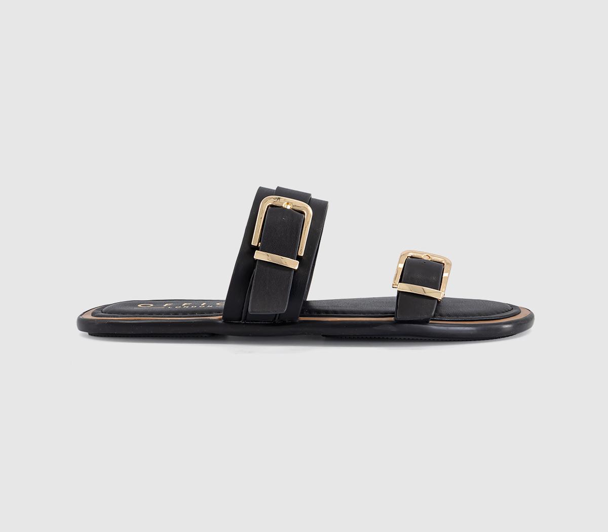 OFFICESan Francisco Double Buckle Flat SlidersBlack