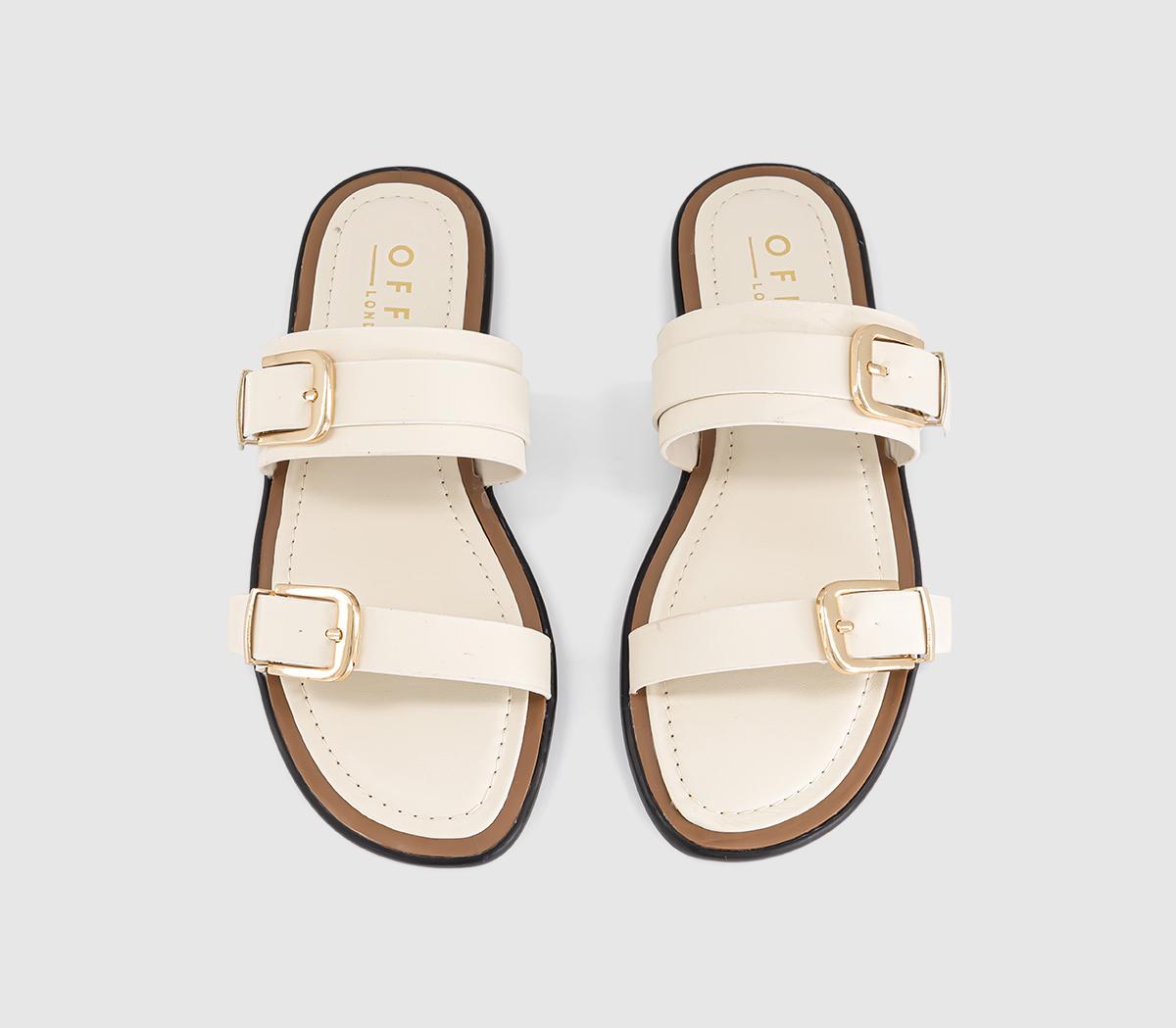 OFFICESan Francisco Double Buckle Flat SlidersOff White