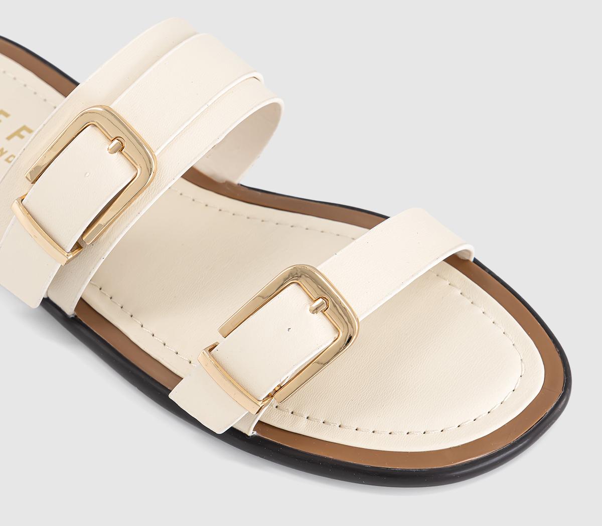 OFFICESan Francisco Double Buckle Flat SlidersOff White