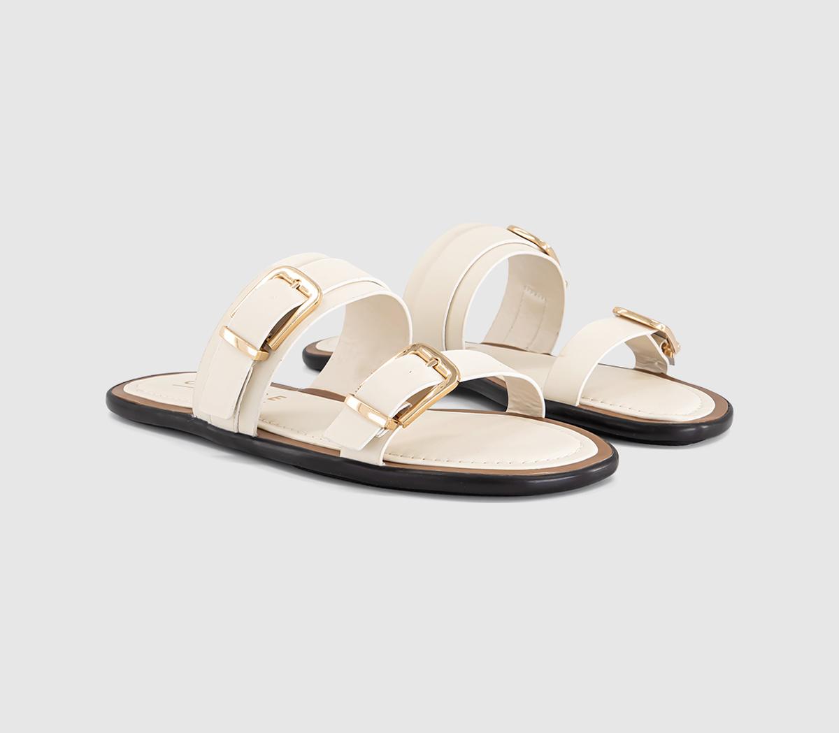 OFFICESan Francisco Double Buckle Flat SlidersOff White