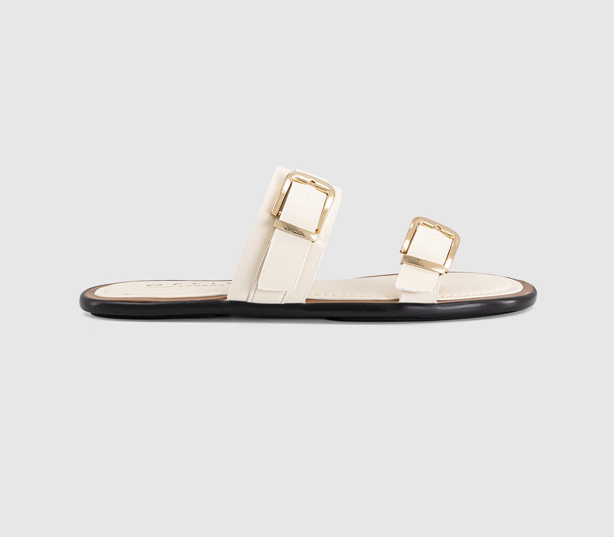 OFFICESan Francisco Double Buckle Flat SlidersOff White