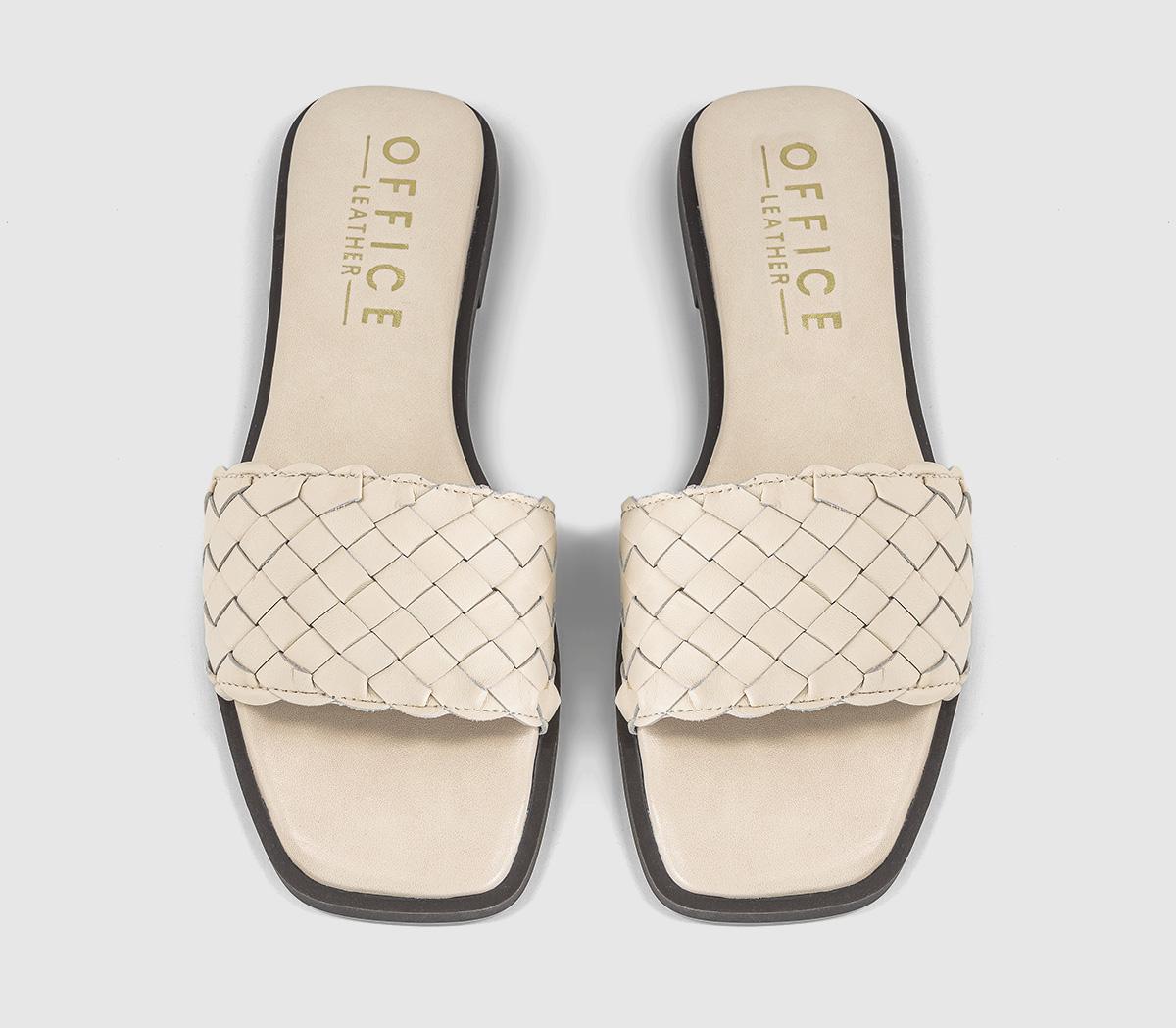 OFFICEScottie Leather Weave SlidersWhite Leather