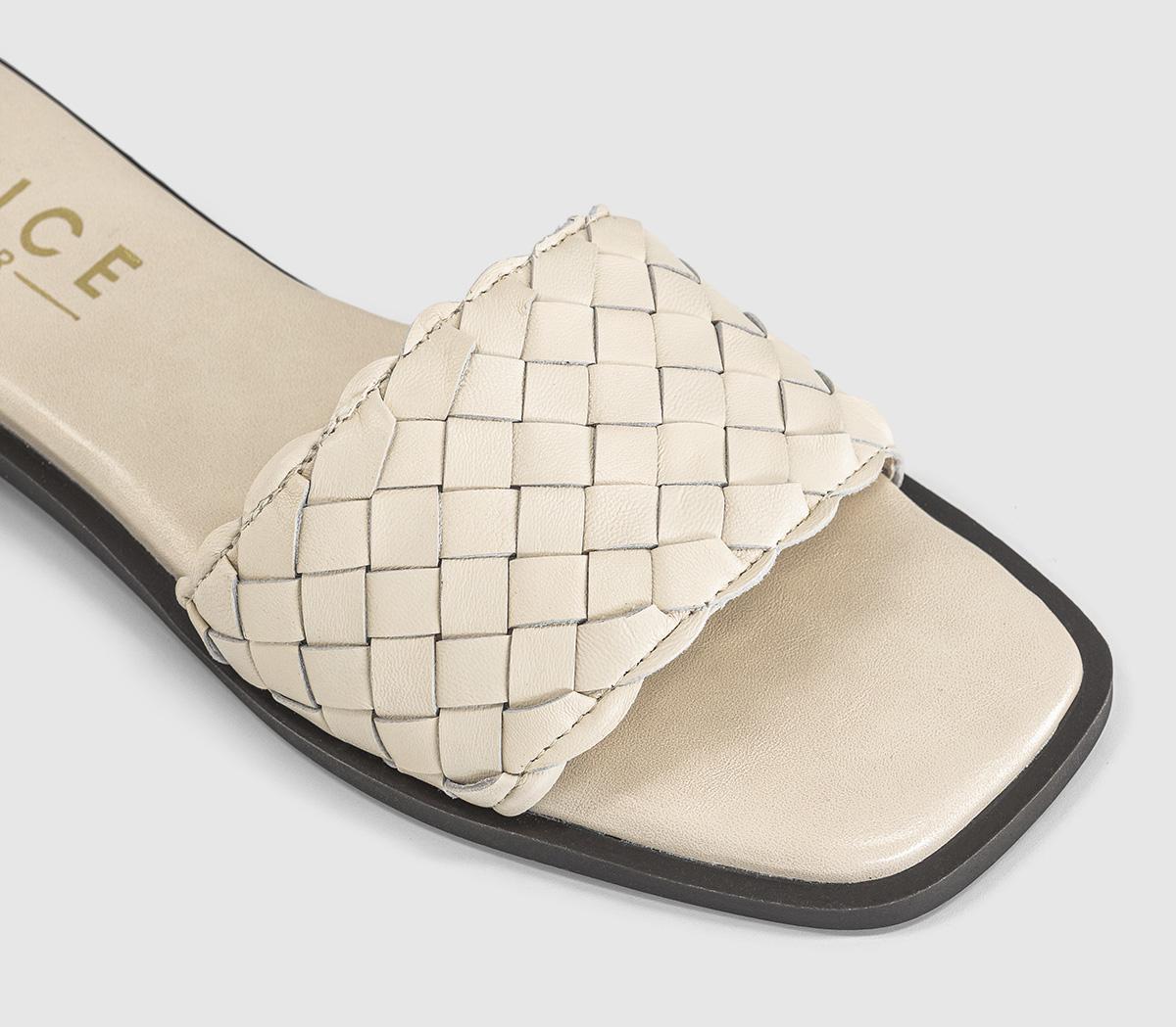 OFFICEScottie Leather Weave SlidersWhite Leather