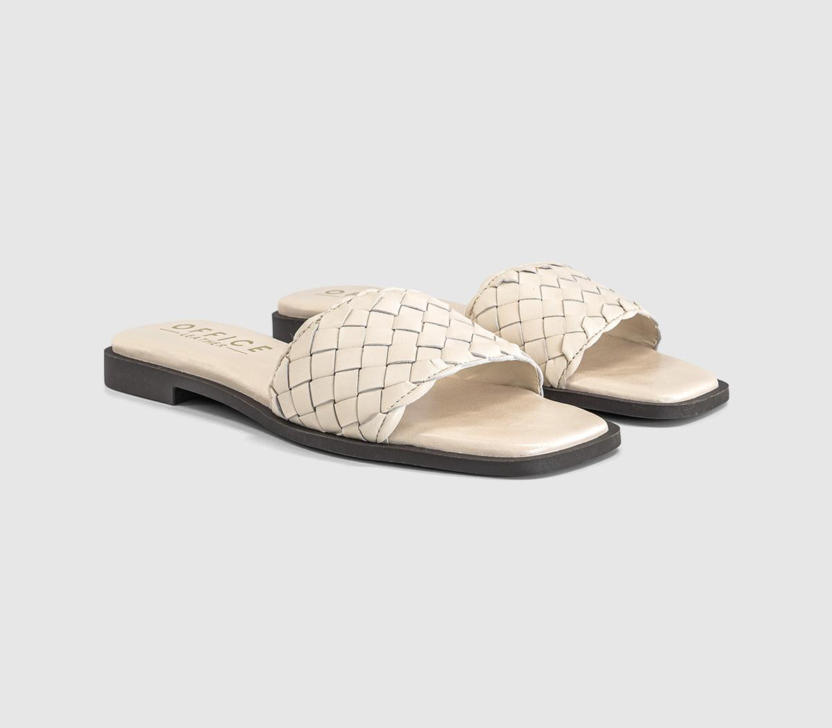OFFICEScottie Leather Weave SlidersWhite Leather