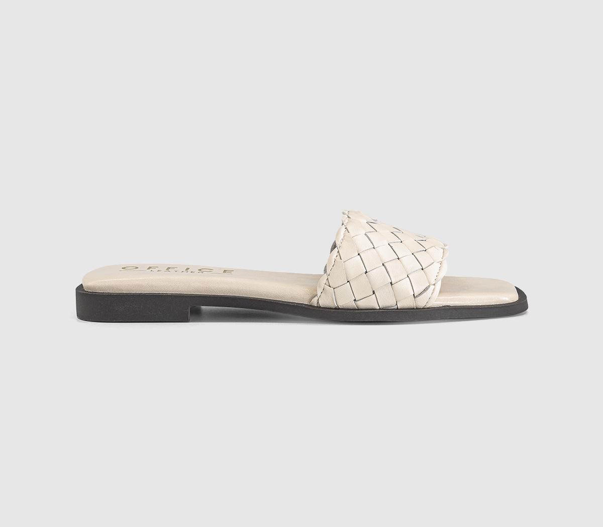OFFICEScottie Leather Weave SlidersWhite Leather