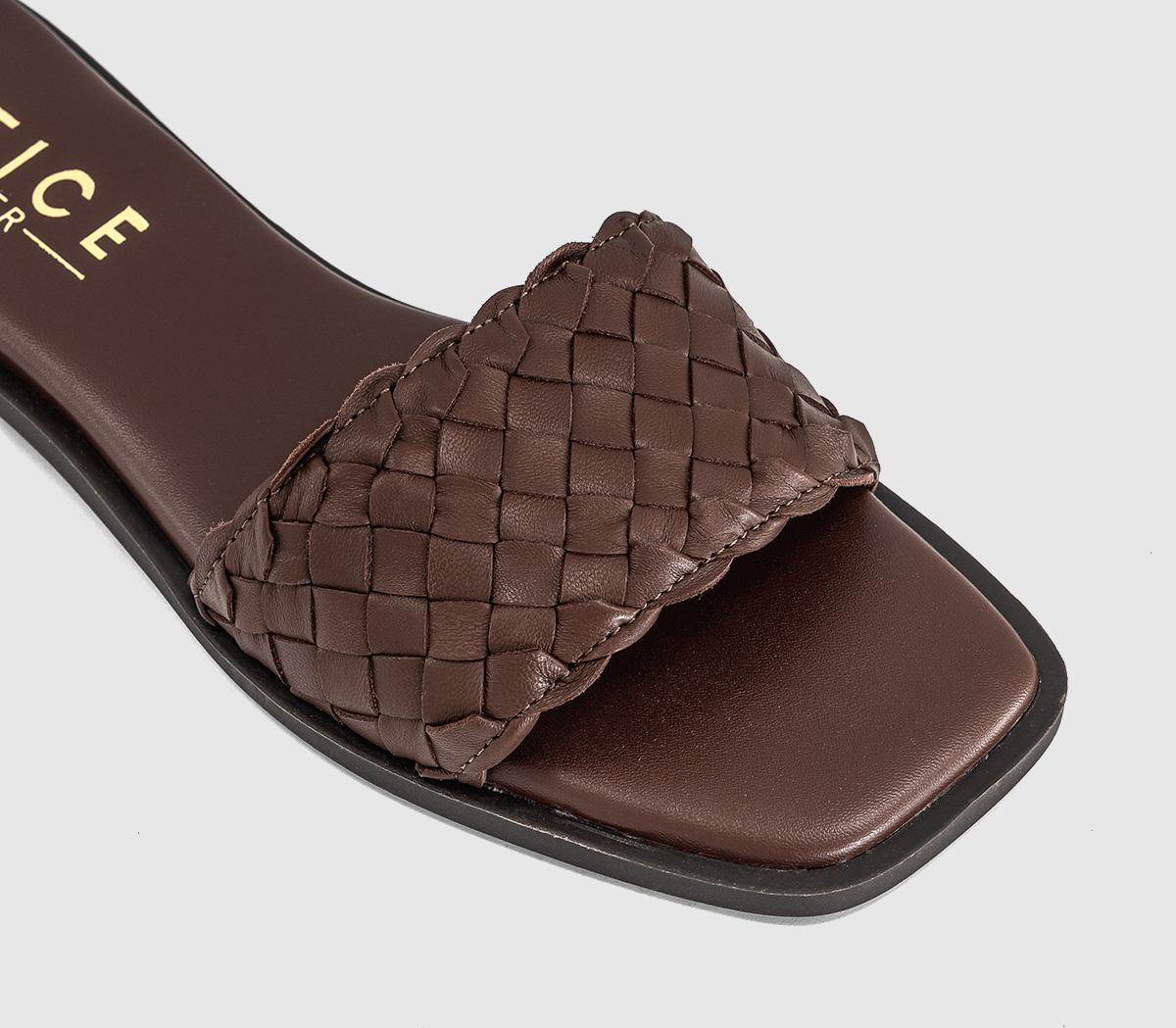 OFFICEScottie Leather Weave SlidersBrown Leather