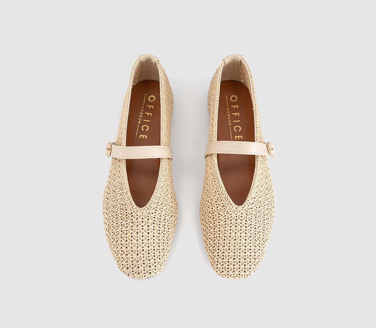 OFFICEFeather Knitted Mary Jane Ballet PumpsCream