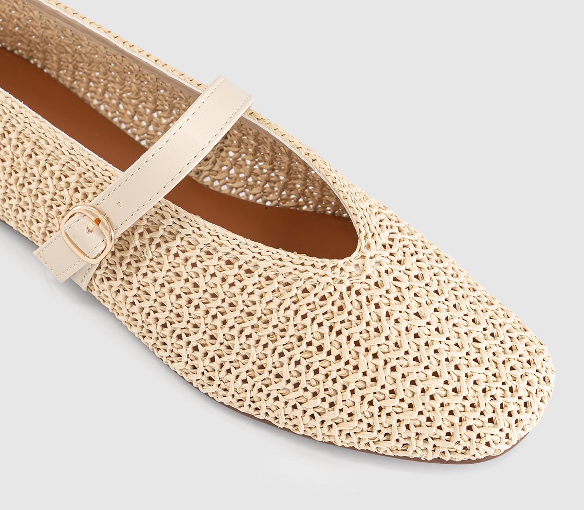 OFFICEFeather Knitted Mary Jane Ballet PumpsCream