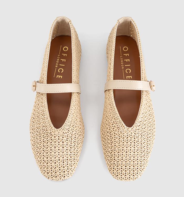OFFICE Feather Knitted Mary Jane Ballet Pumps Cream