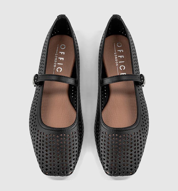 OFFICE Flourishing Laser Cut Mary Jane Ballet Pumps Black