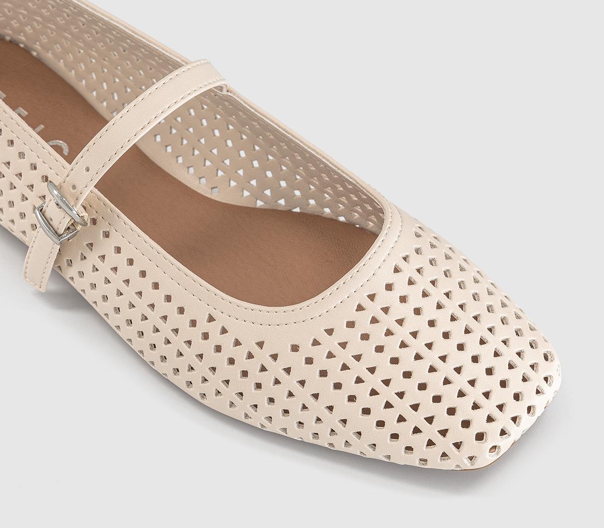 OFFICEFlourishing Laser Cut Mary Jane Ballet PumpsOff White
