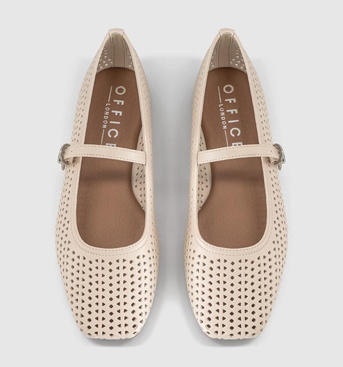 OFFICE Flourishing Laser Cut Mary Jane Ballet Pumps Off White