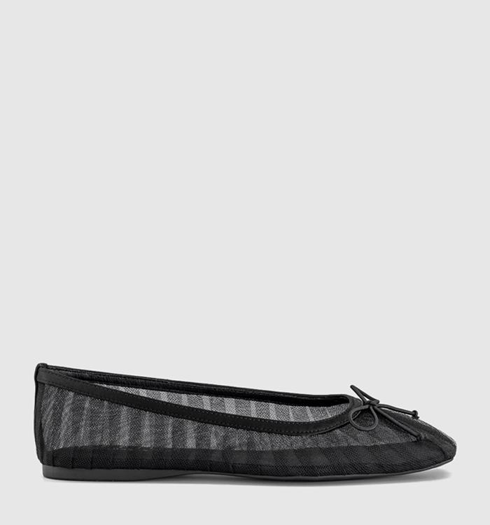 OFFICE Fearless Mesh Ruched Ballet Flats Black