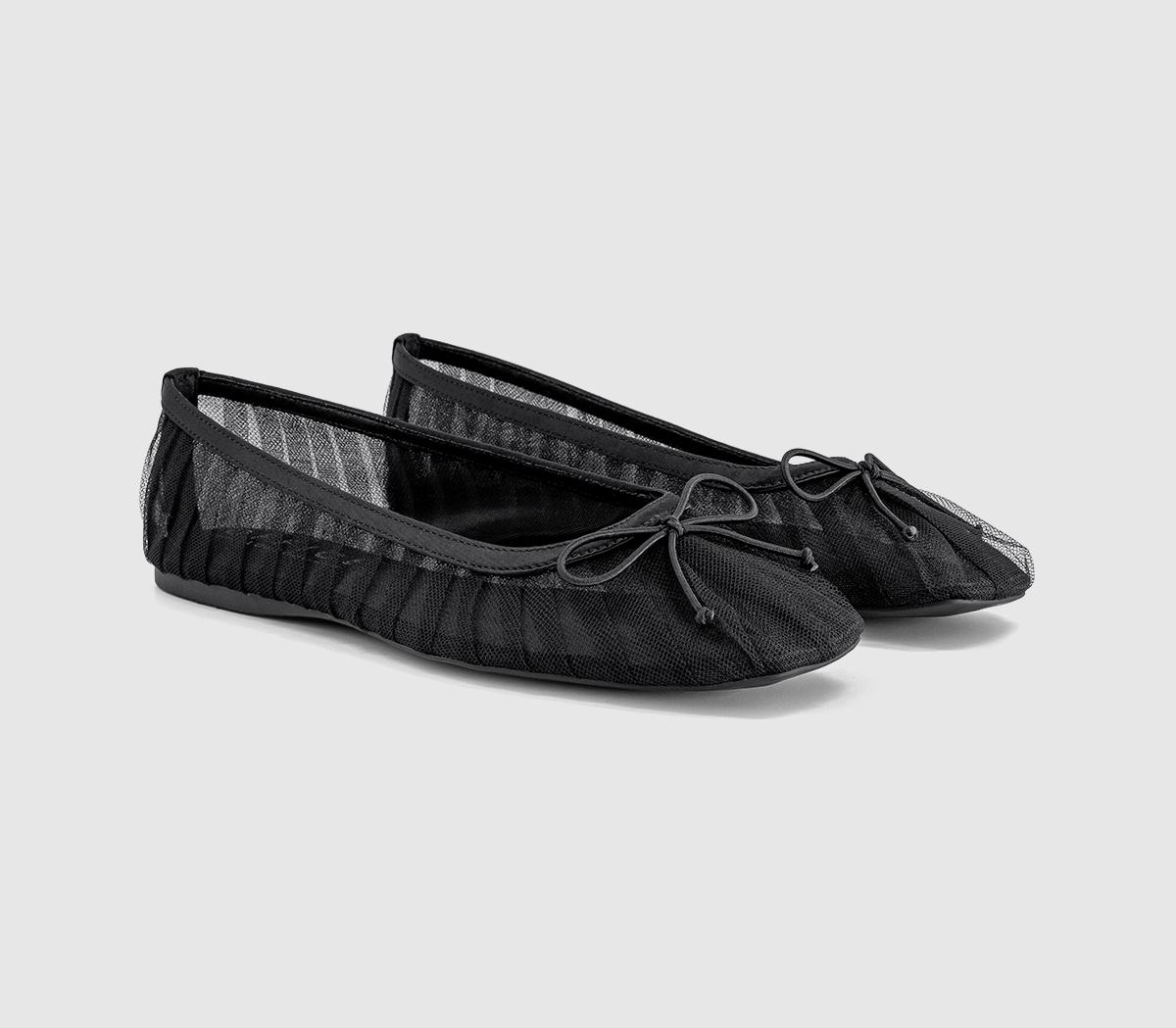 OFFICEFearless Mesh Ruched Ballet FlatsBlack
