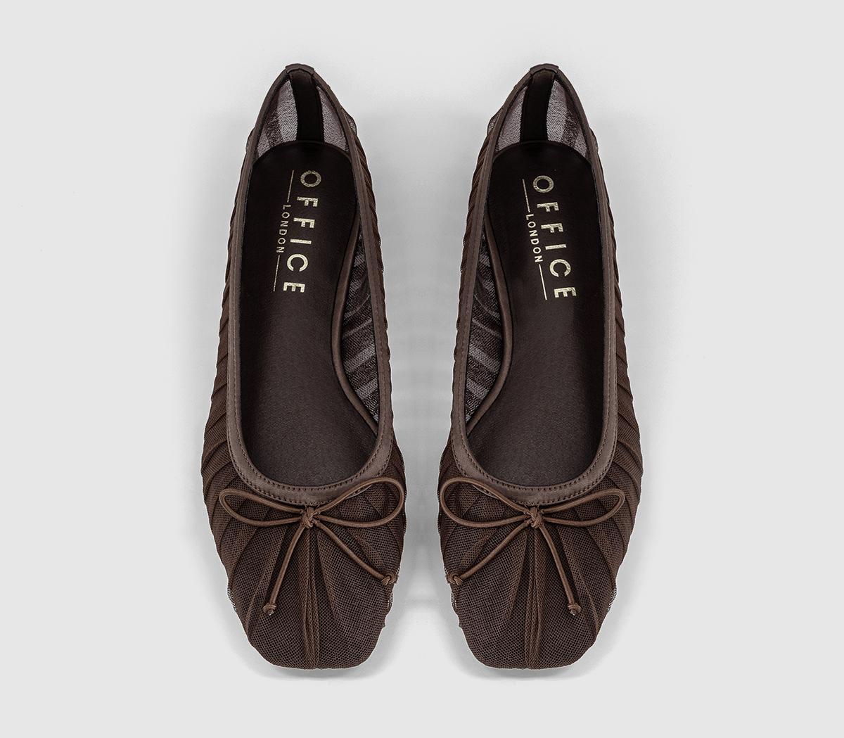 OFFICEFearless Mesh Ruched Ballet FlatsBrown