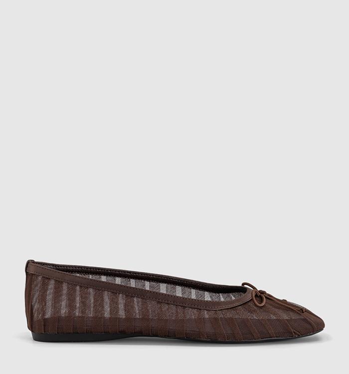 OFFICE Fearless Mesh Ruched Ballet Flats Brown