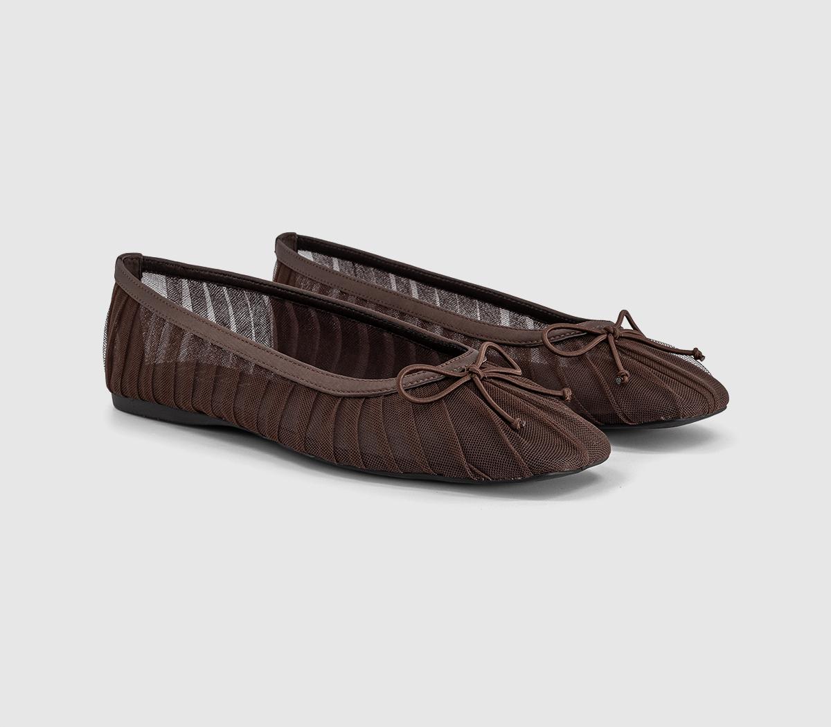 OFFICEFearless Mesh Ruched Ballet FlatsBrown