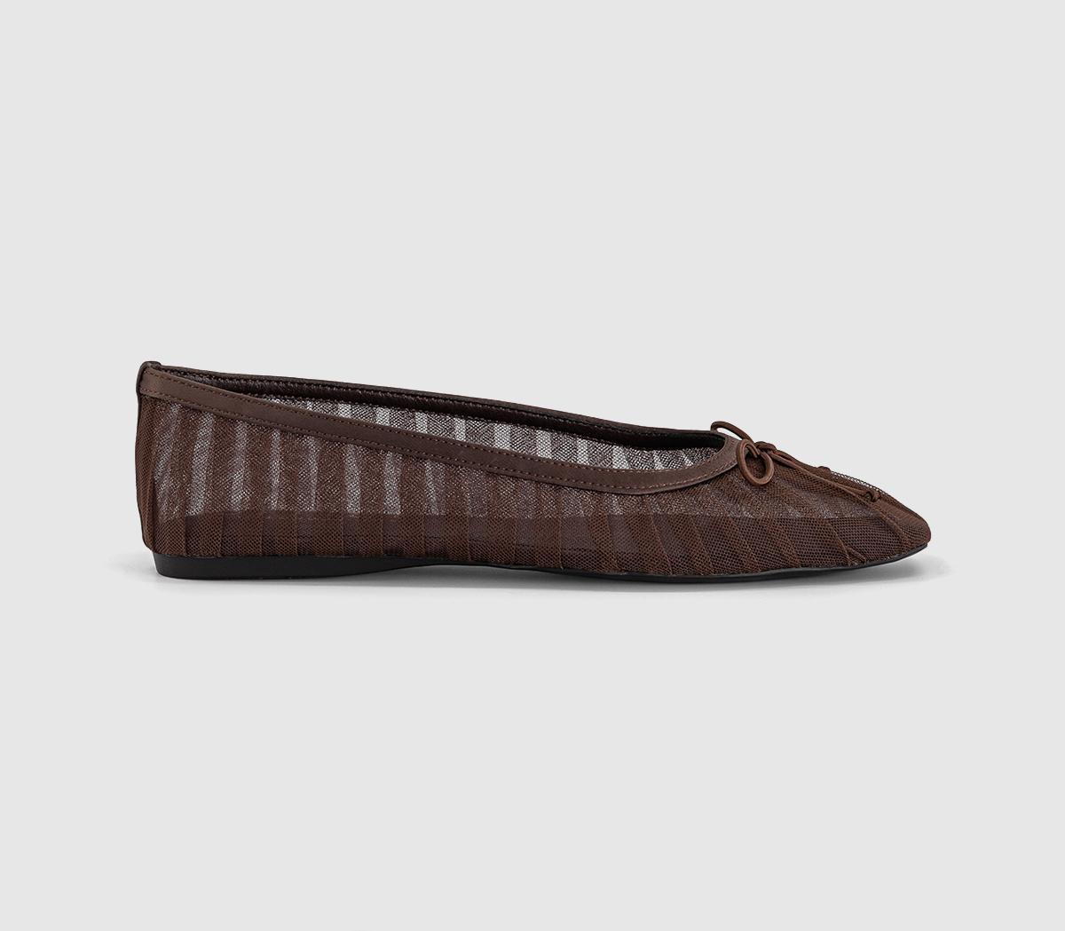 OFFICEFearless Mesh Ruched Ballet FlatsBrown