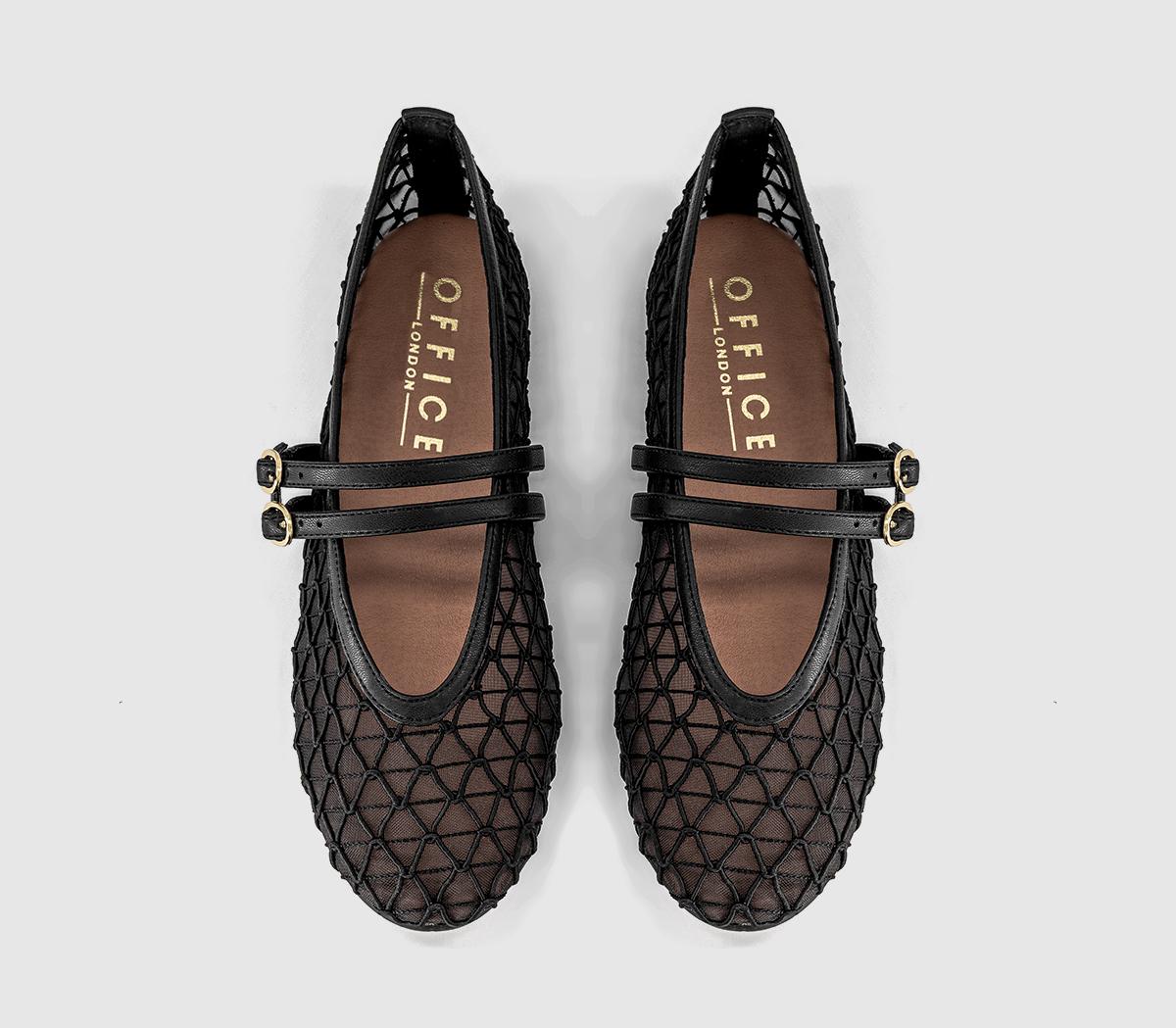OFFICEFlirting Woven Mesh Mary Jane Ballet FlatsBlack