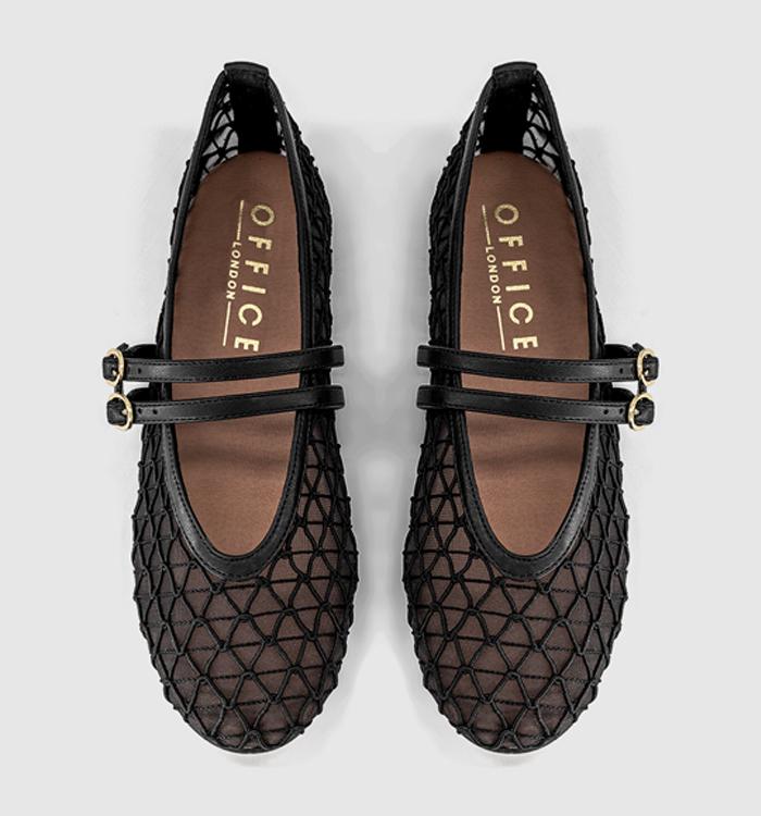 OFFICE Flirting Woven Mesh Mary Jane Ballet Flats Black