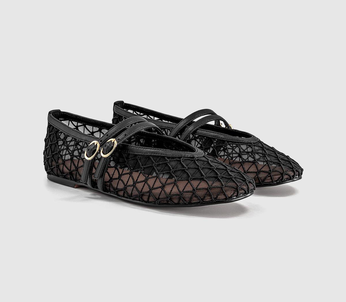 OFFICEFlirting Woven Mesh Mary Jane Ballet FlatsBlack