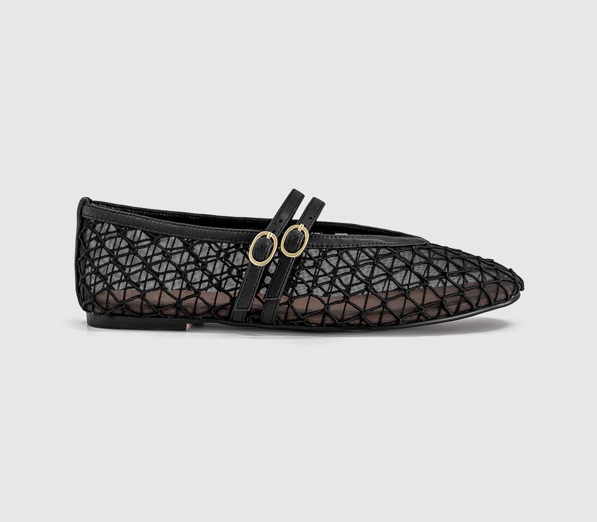OFFICEFlirting Woven Mesh Mary Jane Ballet FlatsBlack