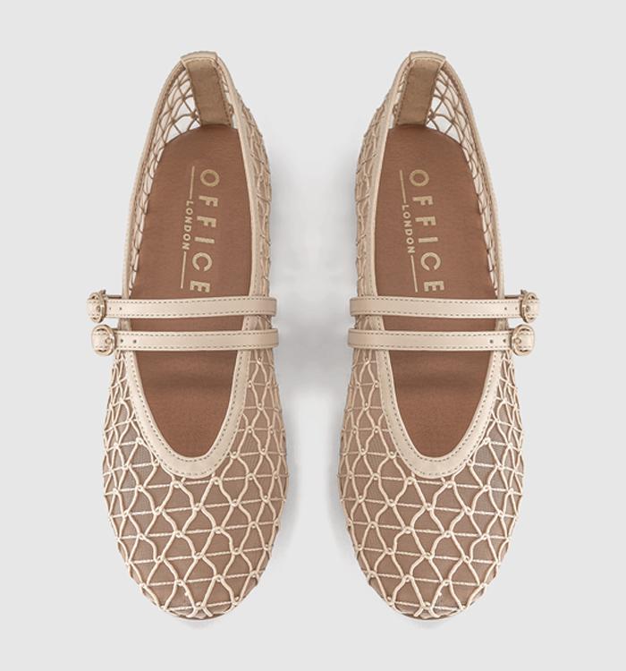 OFFICE Flirting Woven Mesh Mary Jane Ballet Flats Cream