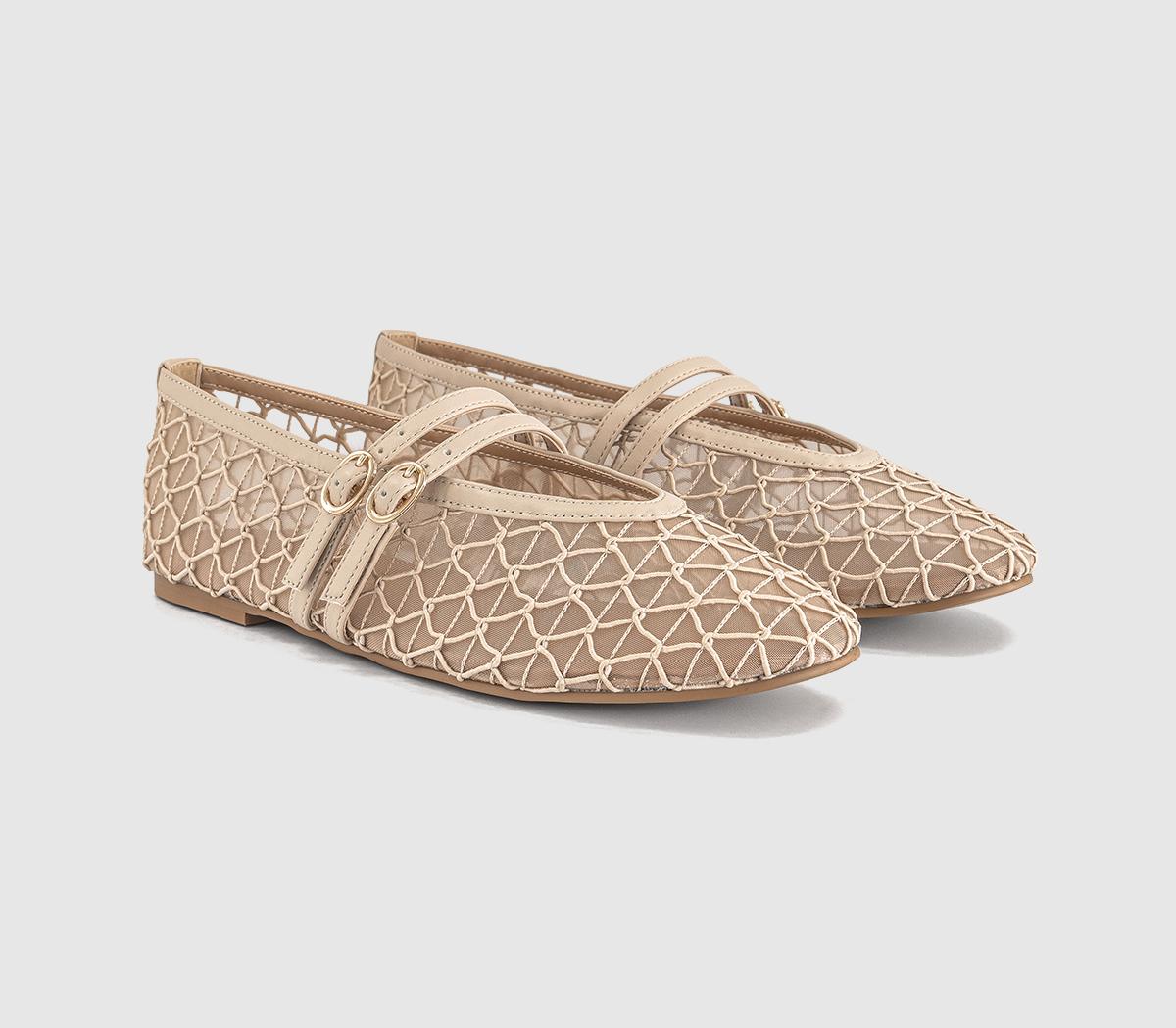 OFFICEFlirting Woven Mesh Mary Jane Ballet FlatsCream