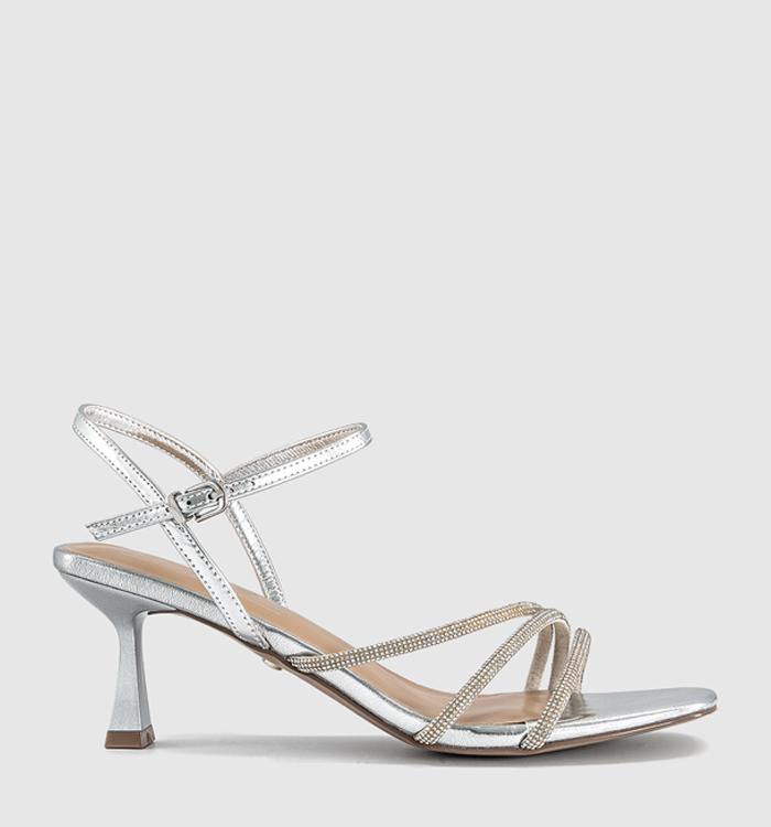 OFFICE Millie Multi Strap Heels Silver Embellished