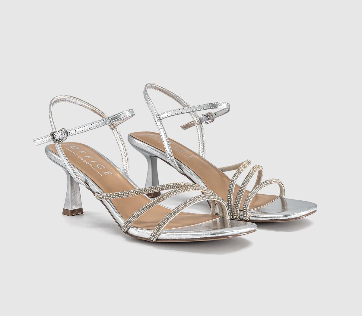 OFFICEMillie Multi Strap HeelsSilver Embellished