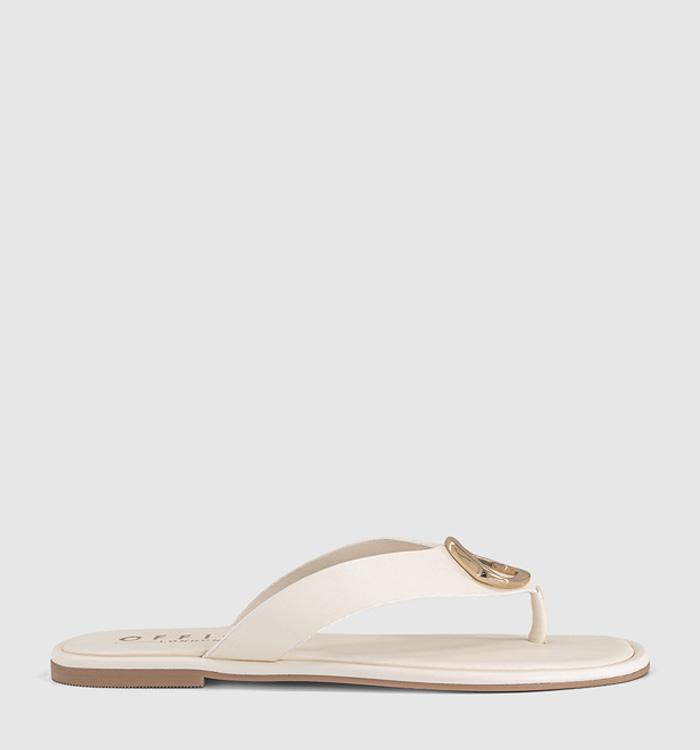 OFFICE Saffron Metal Trim Detail Toepost Sandals White