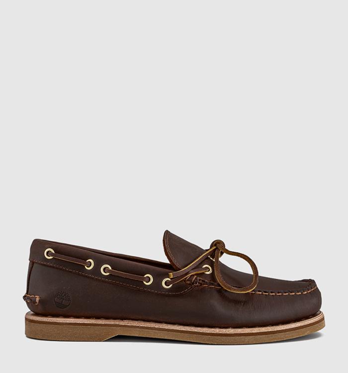 Timberland One Eye Boat Shoes Medium Brown Full Grain