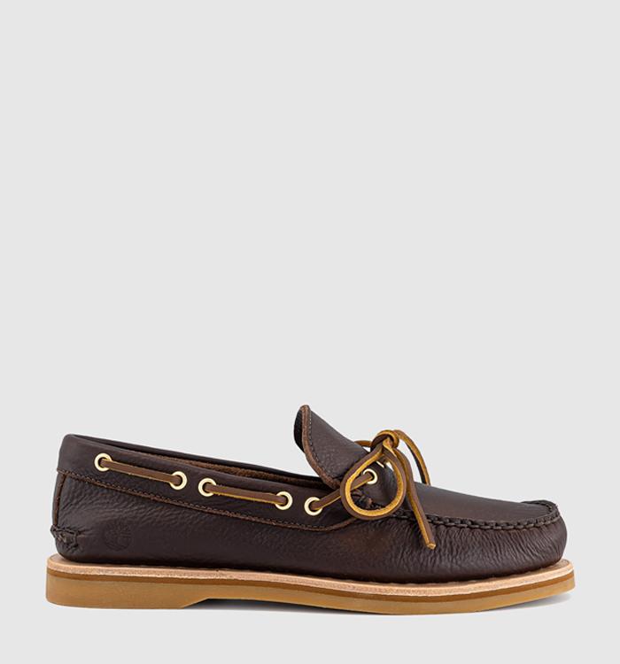 Timberland One Eye Boat Shoes Dark Brown Full Grain