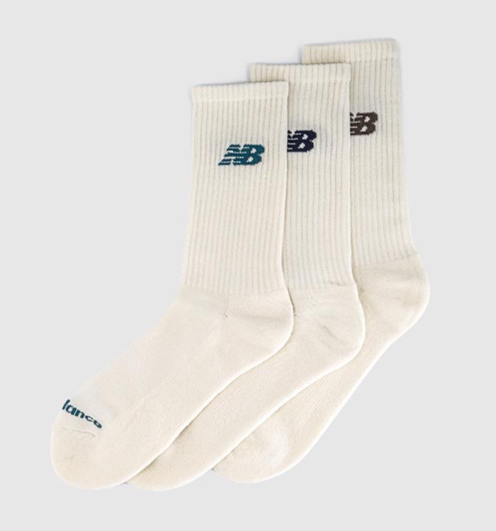 New Balance Socks NB Everyday Crew Socks Sea Salt Navy Teal Brown