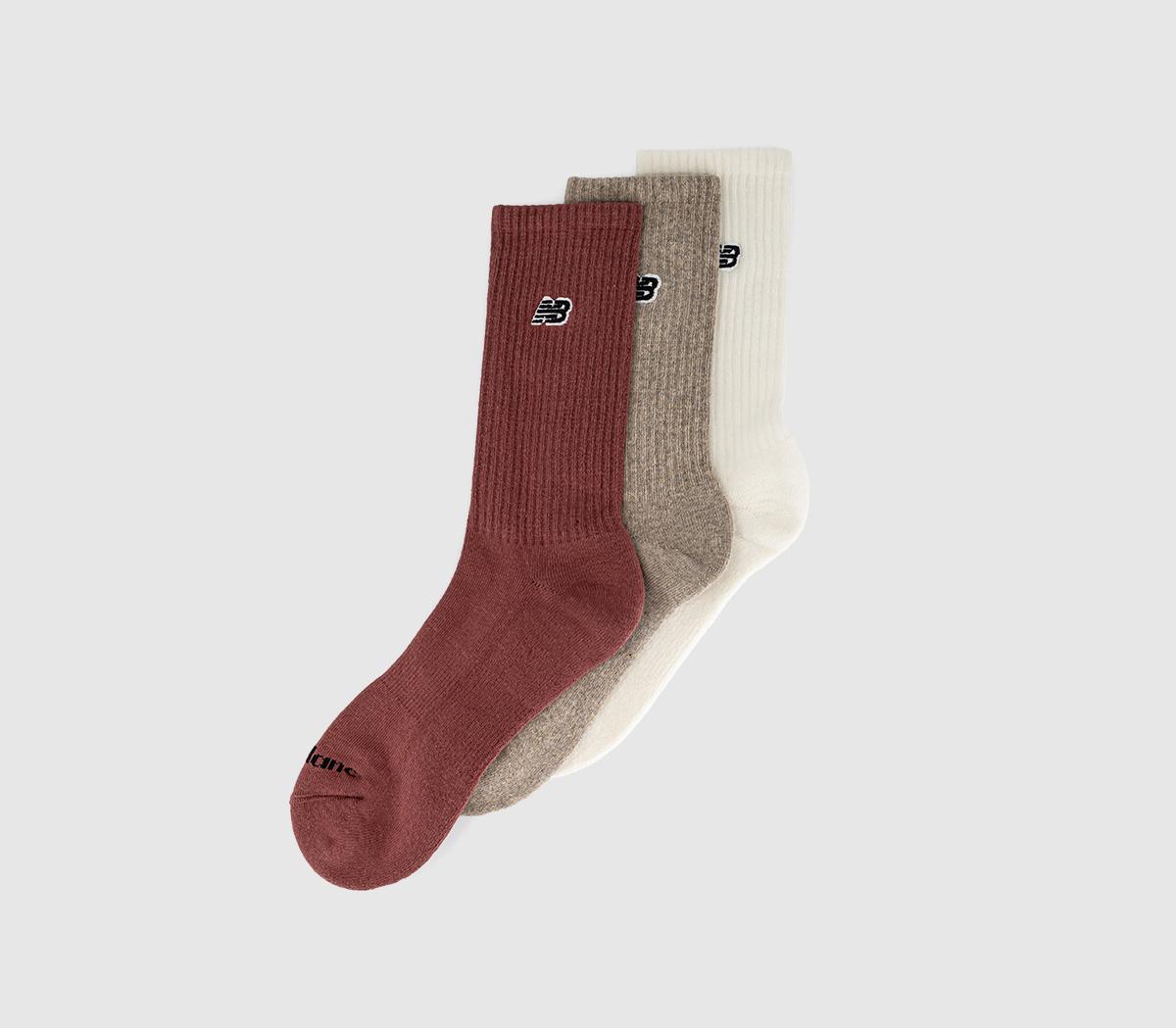 New Balance SocksNB Patch Logo CrewOat Sea Salt Red